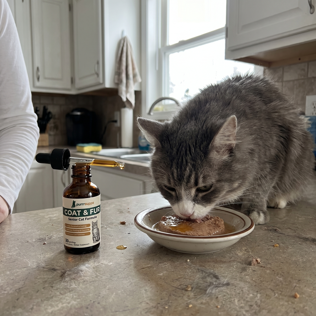 Clear the Flaking Matting and Buildup That Months of Missed Grooming Left Behind — PurrrSupps™ Dandruff Relief Serum