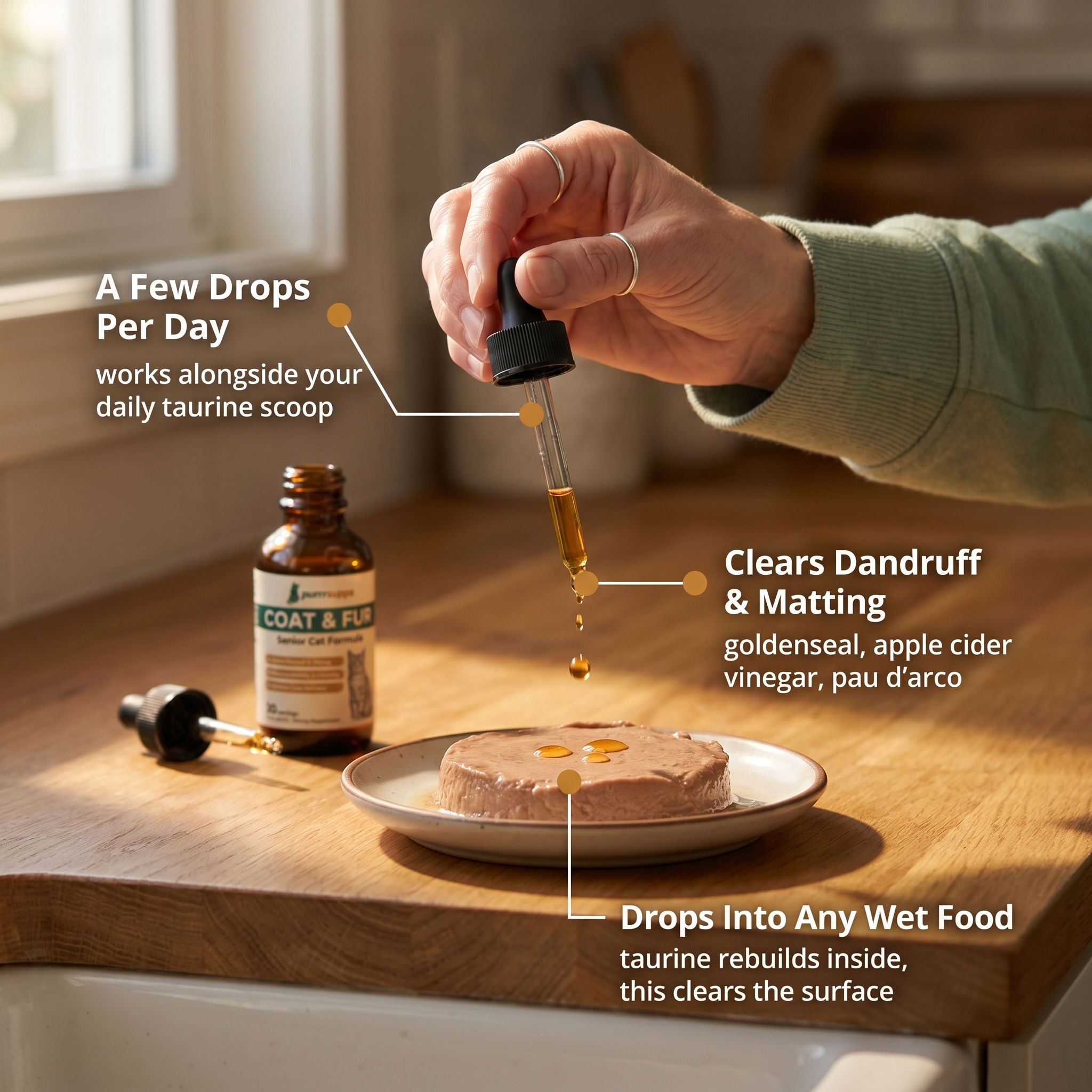 Clear the Flaking Matting and Buildup That Months of Missed Grooming Left Behind — PurrrSupps™ Dandruff Relief Serum