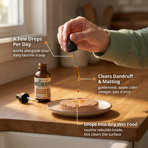 Clear the Flaking Matting and Buildup That Months of Missed Grooming Left Behind — PurrrSupps™ Dandruff Relief Serum